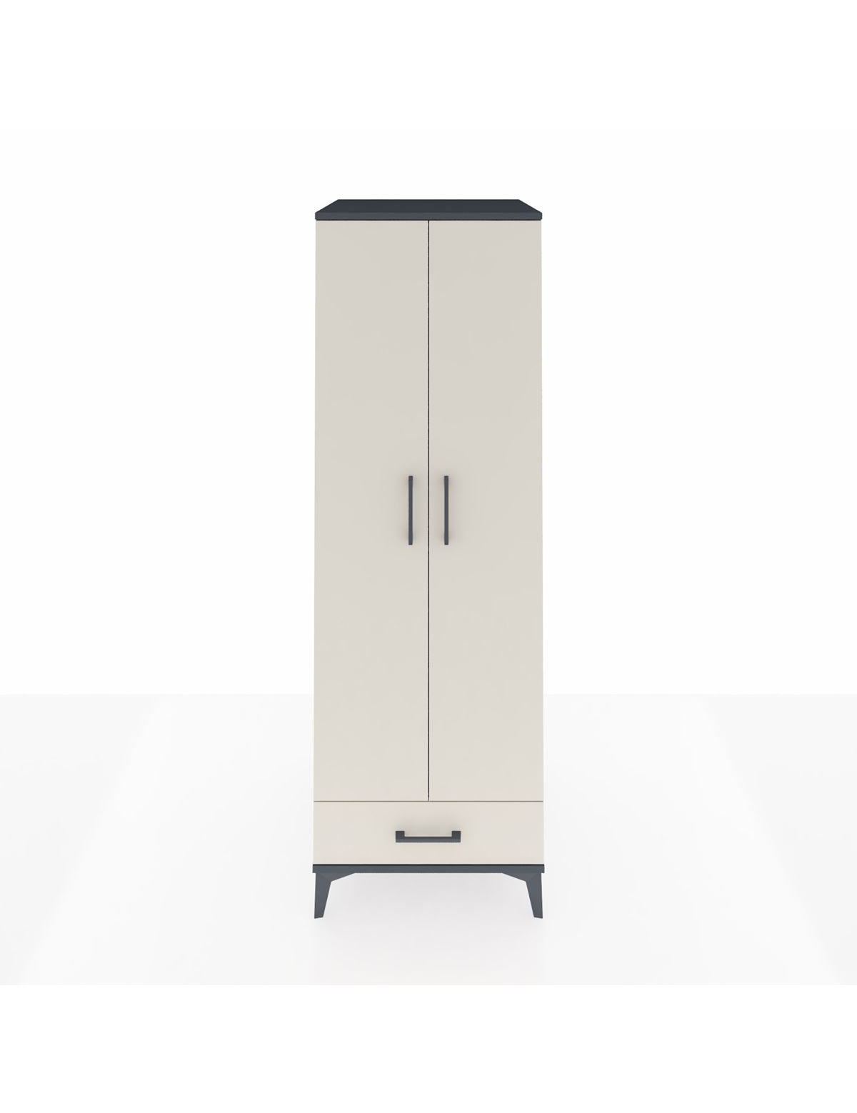 Kronos Dolap 4 Raflı Tek Çekmeceli 2 Kapaklı 60x59x182 Antrasit-Aytaşı