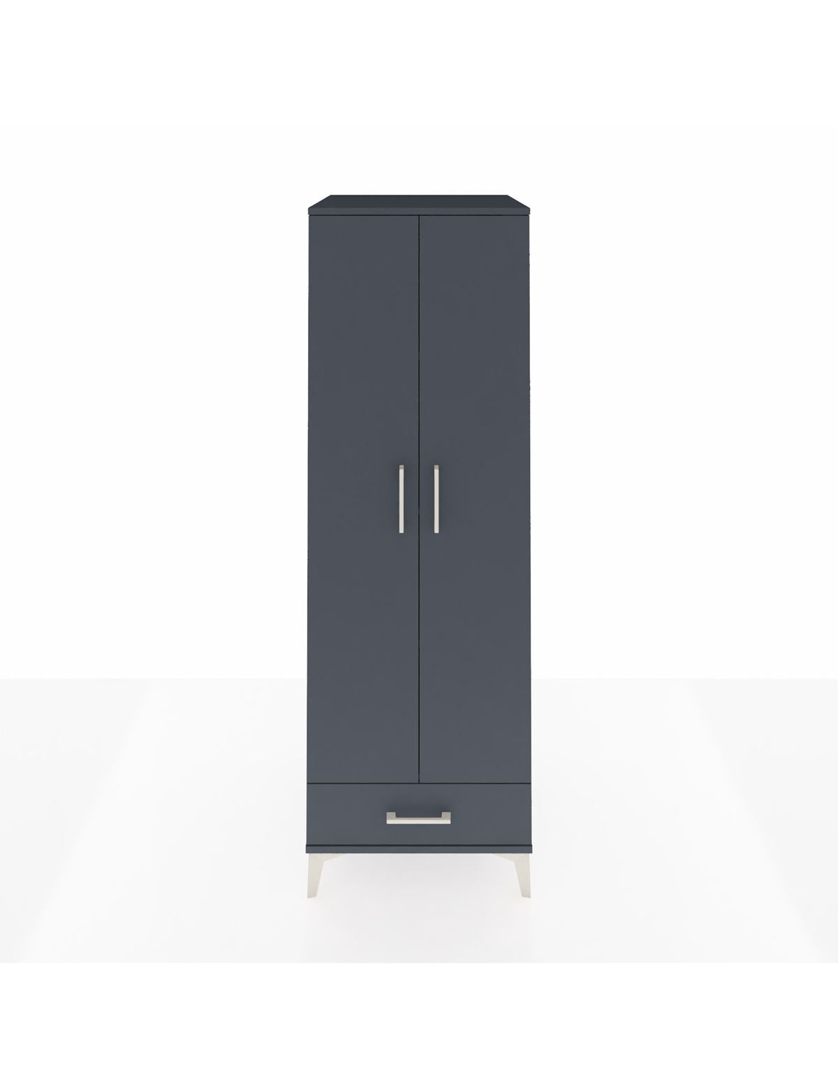 Kronos Dolap 4 Raflı Tek Çekmeceli 2 Kapaklı 60x59x182 Antrasit-Antrasit