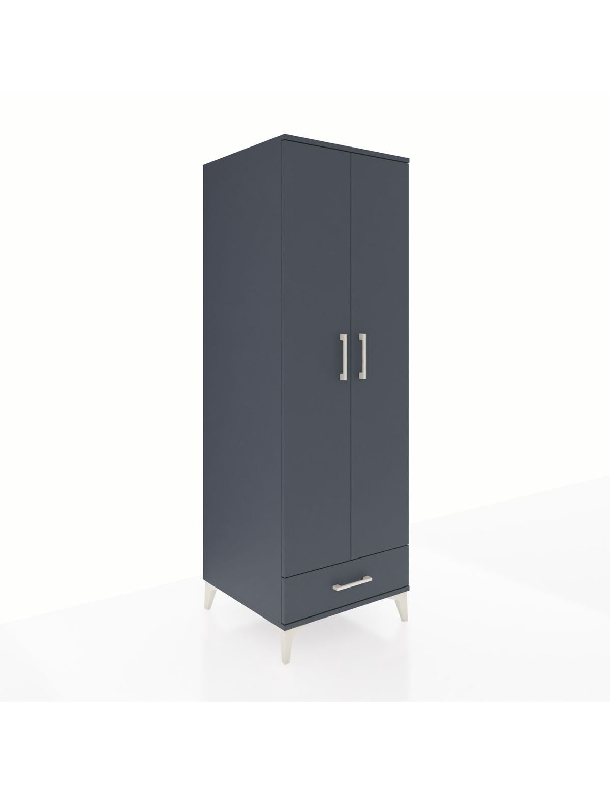 Kronos Dolap 4 Raflı Tek Çekmeceli 2 Kapaklı 60x59x182 Antrasit-Antrasit