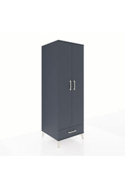 Kronos Dolap 4 Raflı Tek Çekmeceli 2 Kapaklı 60x59x182 Antrasit-Antrasit