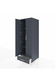 Kronos Dolap 4 Raflı Tek Çekmeceli 2 Kapaklı 60x59x182 Antrasit-Antrasit