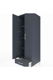 Kronos Dolap 4 Raflı Tek Çekmeceli 2 Kapaklı 60x59x182 Antrasit-Antrasit