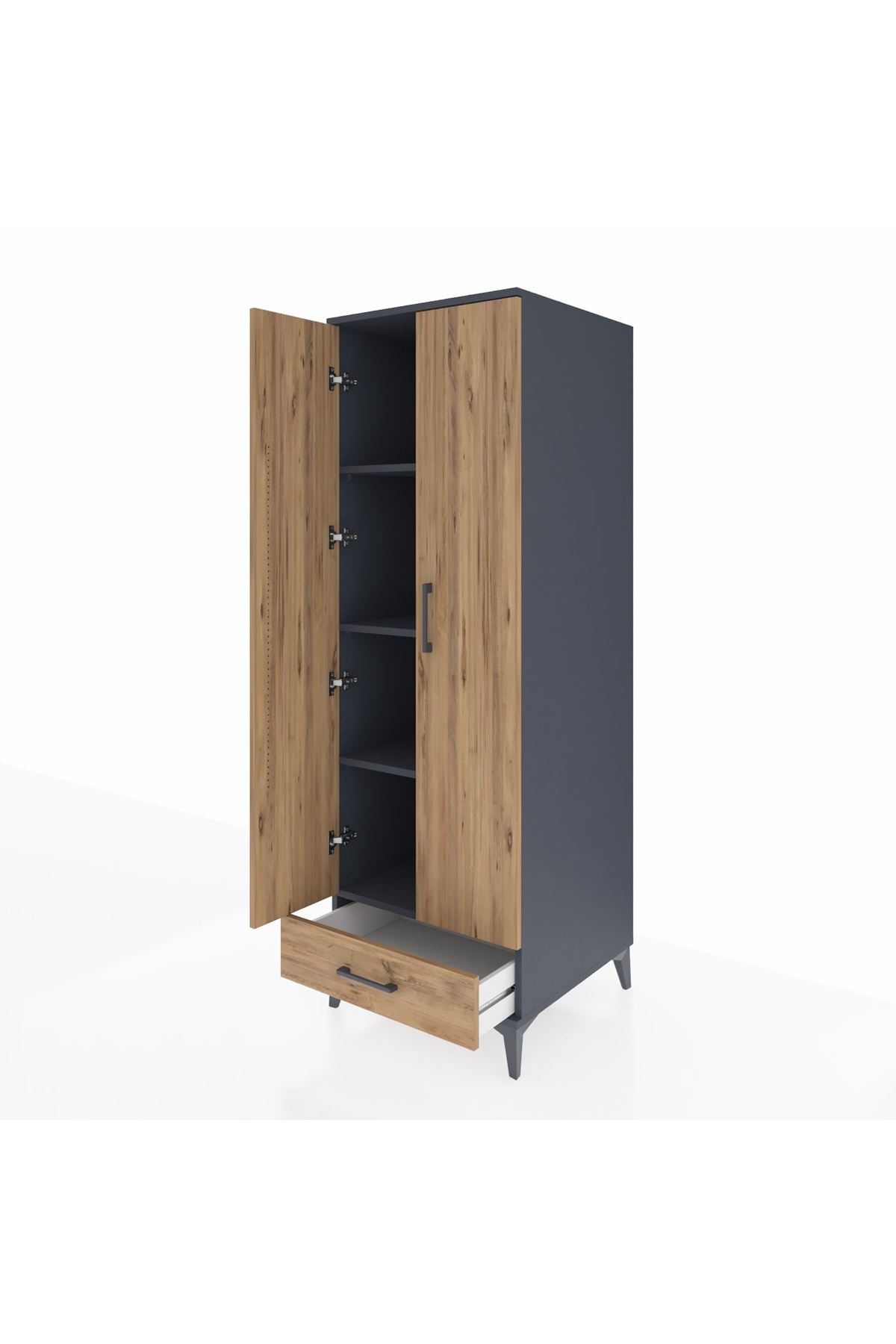 Kronos Dolap 4 Raflı Tek Çekmeceli 2 Kapaklı 60x59x182 - S89M008V6C