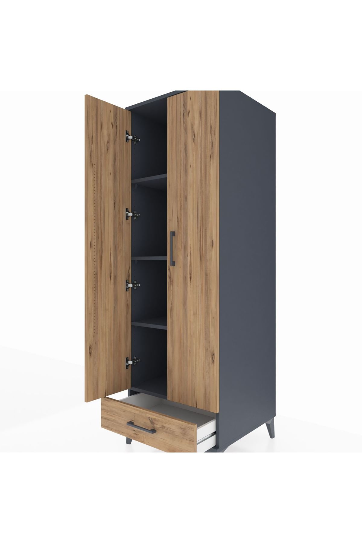 Kronos Dolap 4 Raflı Tek Çekmeceli 2 Kapaklı 60x59x182 - S89M008V6C