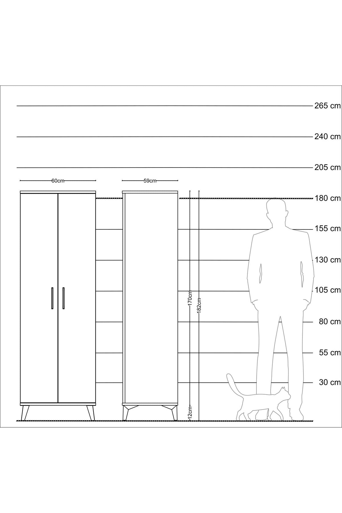 Kronos Dolap 4 Raflı 2 Kapaklı 60x59x182 Aytaşı-Antrasit