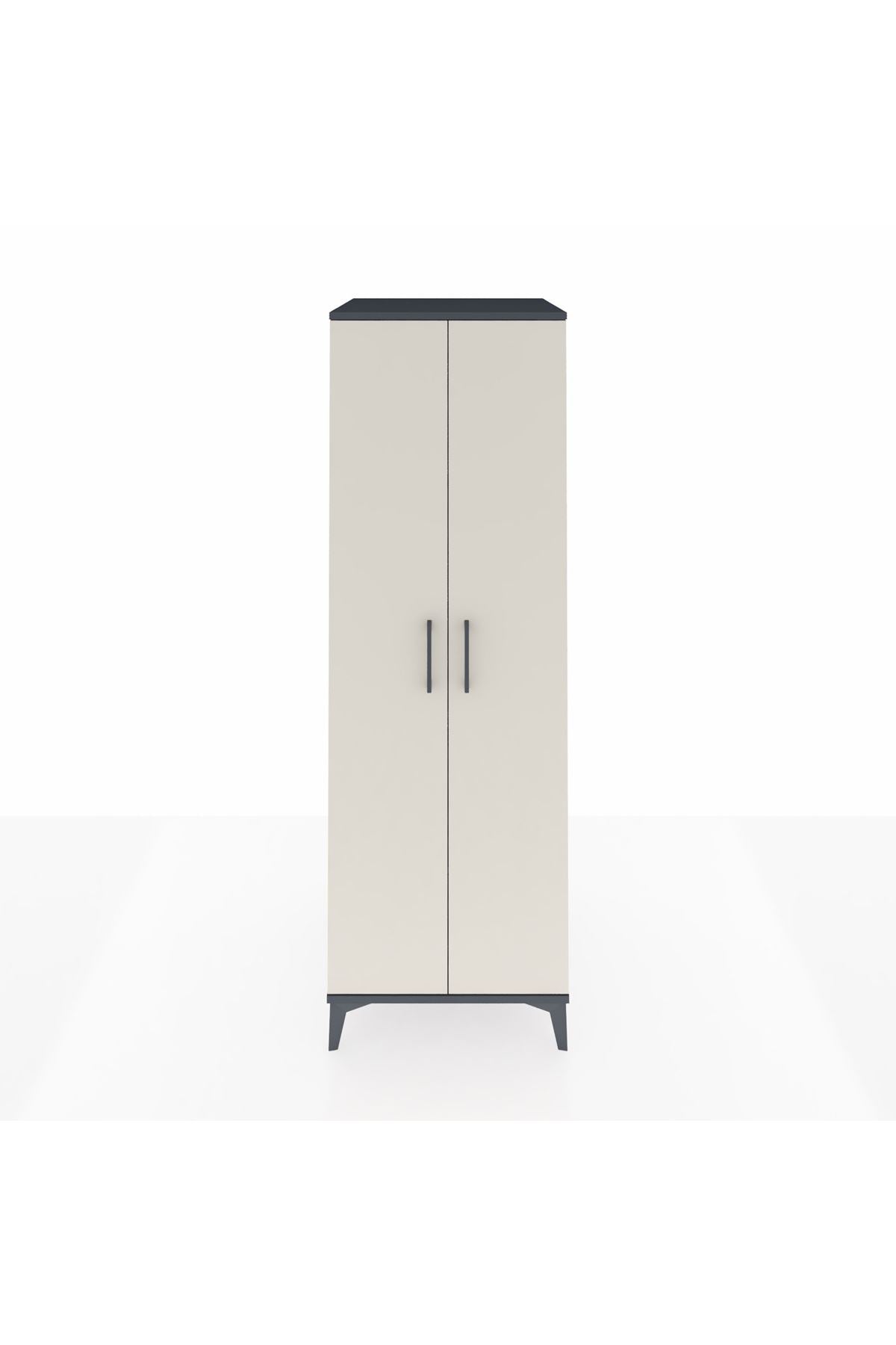 Kronos Dolap 4 Raflı 2 Kapaklı 60x59x182 Antrasit-Aytaşı