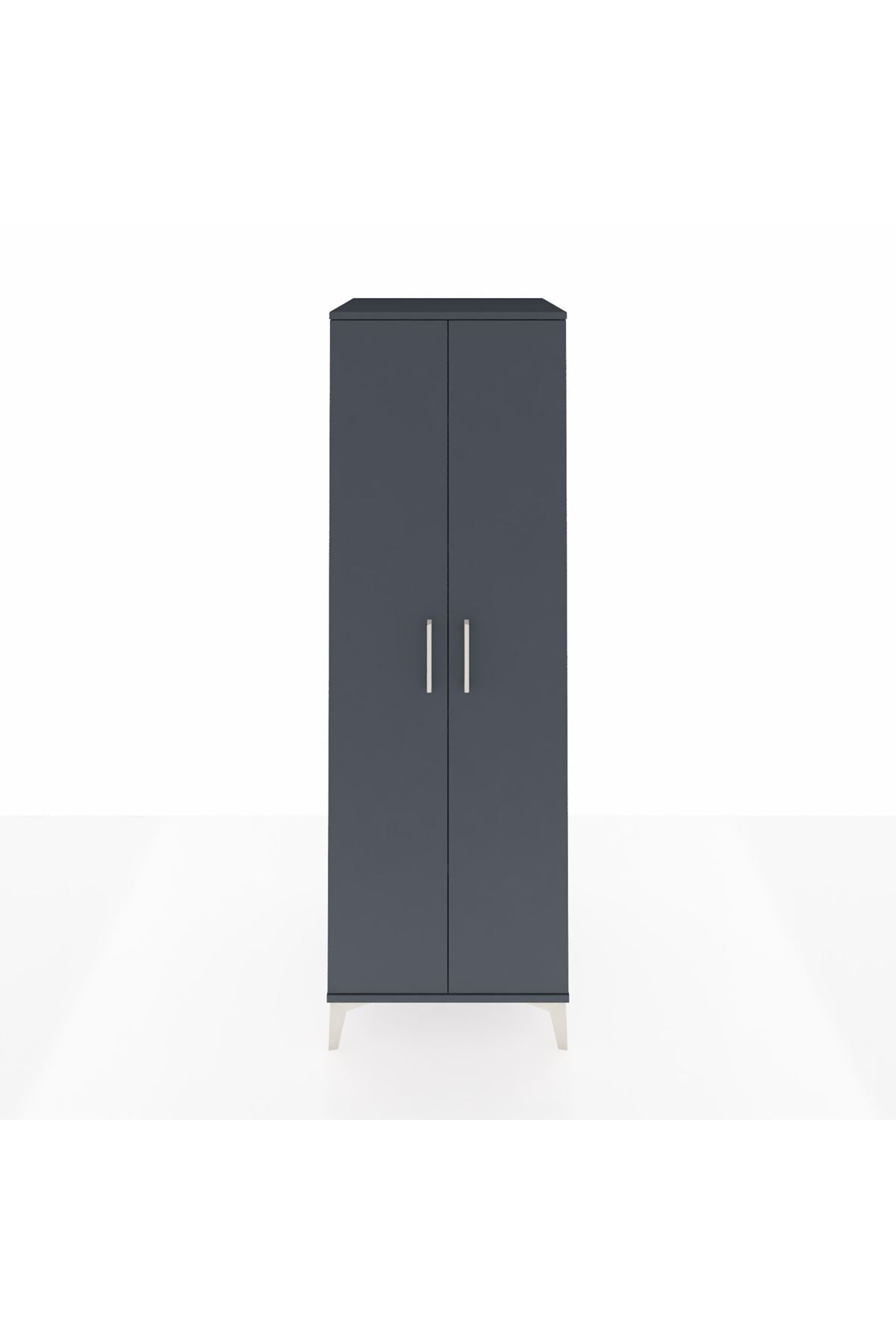 Kronos Dolap 4 Raflı 2 Kapaklı 60x59x182 Antrasit-Antrasit