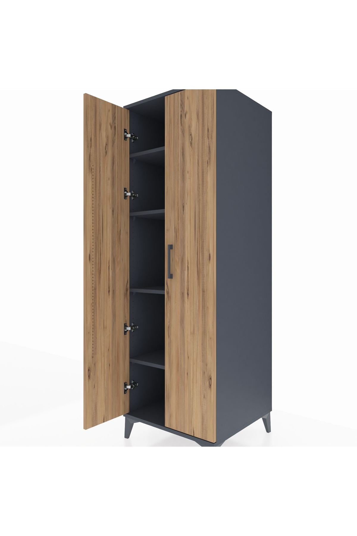 Kronos Dolap 4 Raflı 2 Kapaklı 60x59x182 Antrasit-Çam