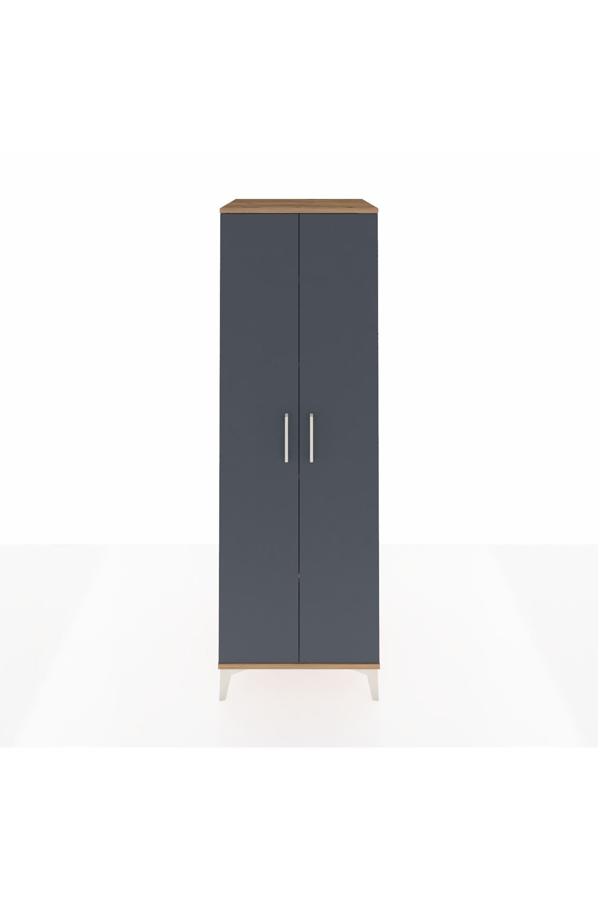 Kronos Dolap 4 Raflı 2 Kapaklı 60x59x182 Çam-Antrasit