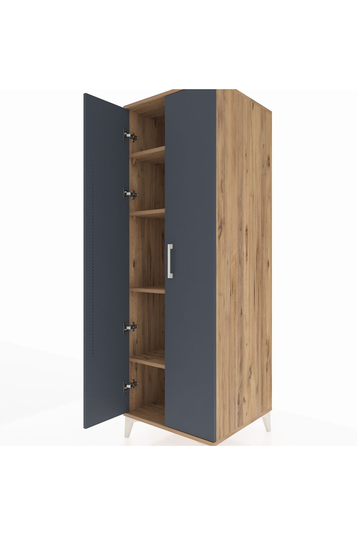 Kronos Dolap 4 Raflı 2 Kapaklı 60x59x182 Çam-Antrasit