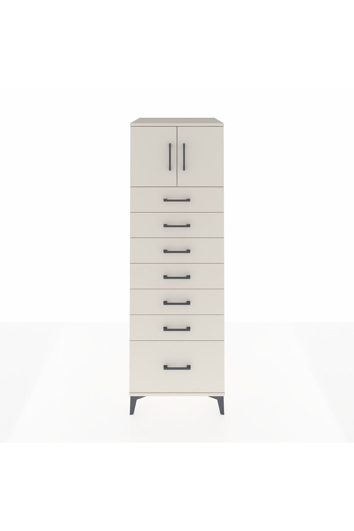 Kronos Dolap Tek Raflı 7 Çekmeceli 2 Kapaklı 60x59x182 Aytaşı-Aytaşı