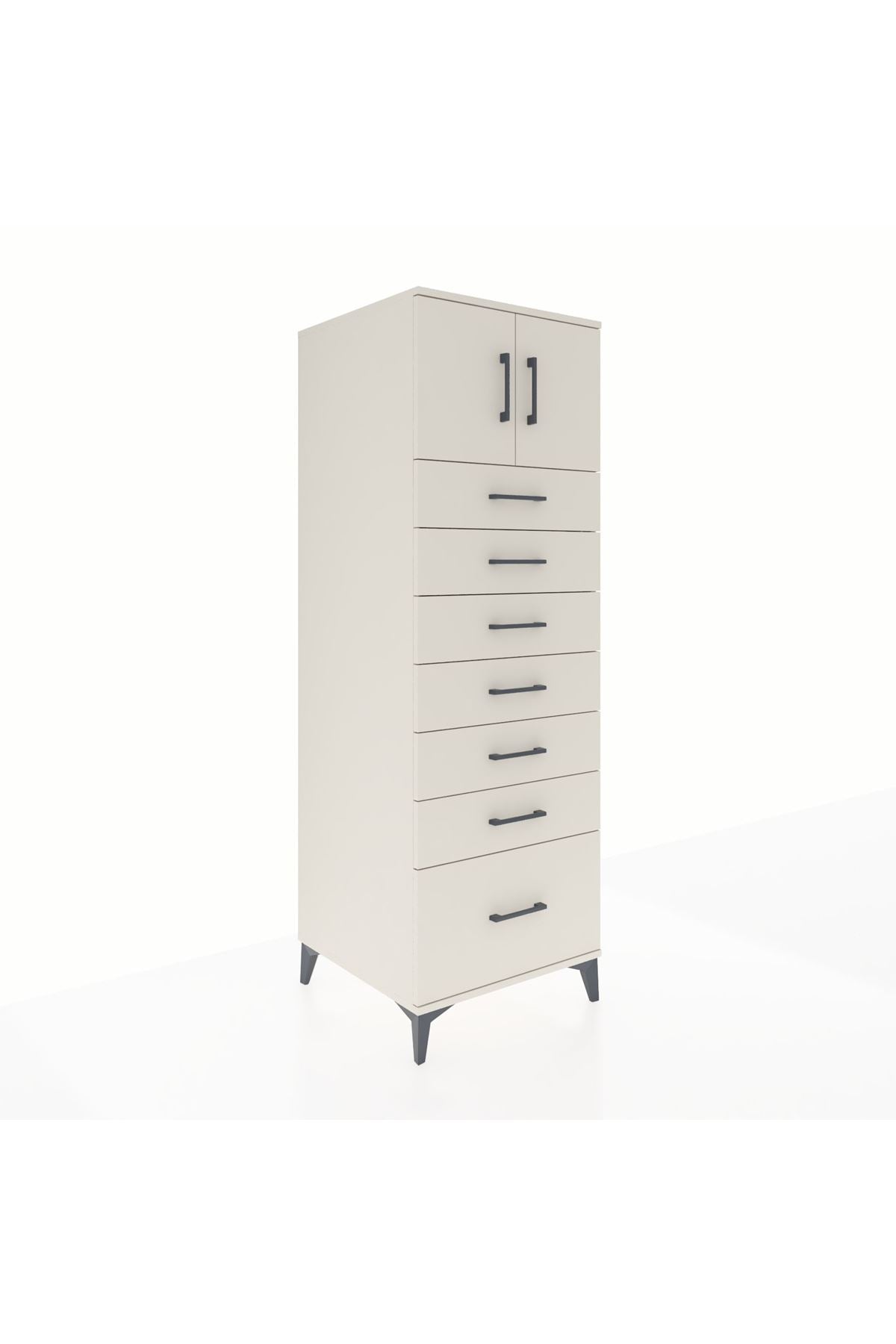 Kronos Dolap Tek Raflı 7 Çekmeceli 2 Kapaklı 60x59x182 Aytaşı-Aytaşı