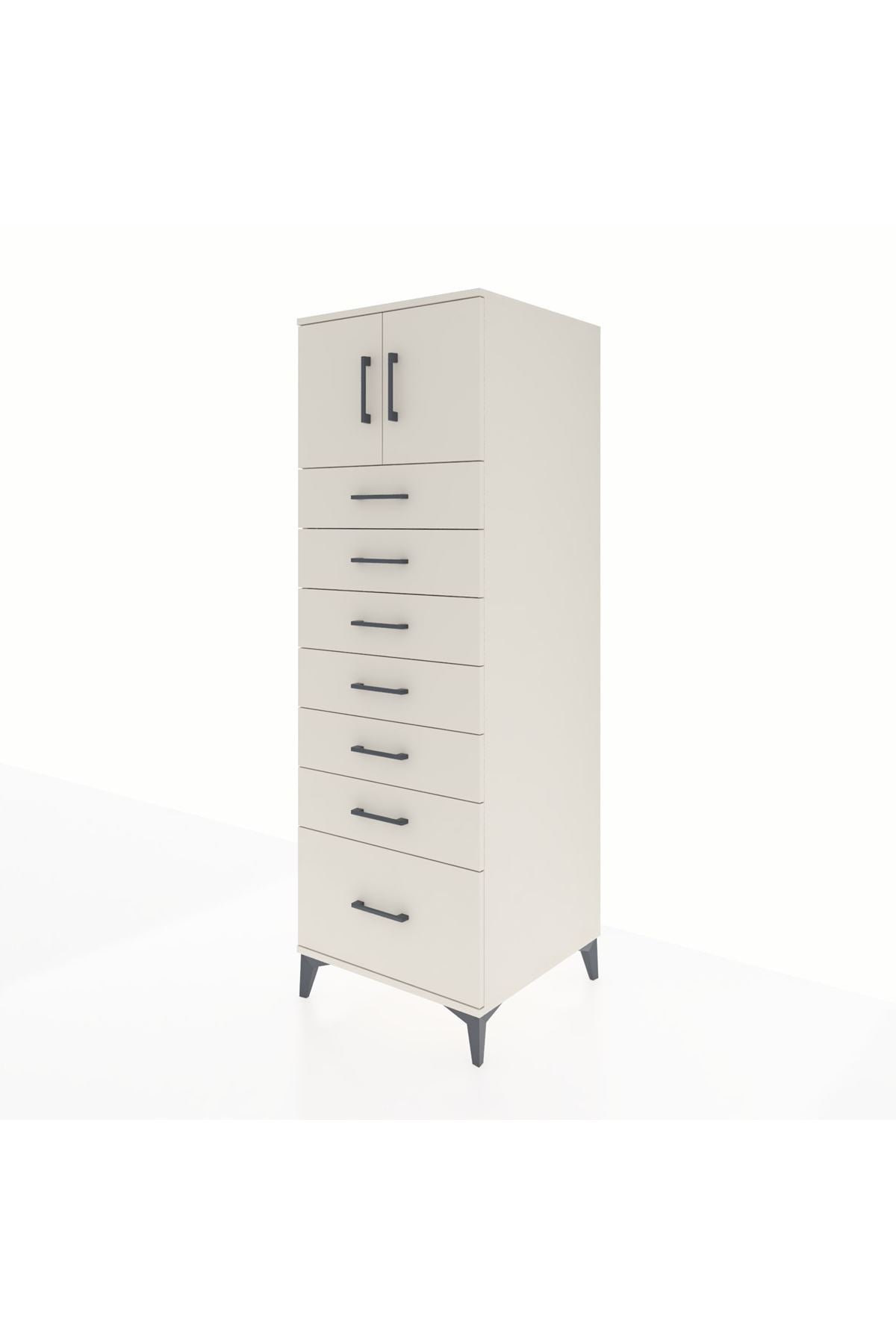 Kronos Dolap Tek Raflı 7 Çekmeceli 2 Kapaklı 60x59x182 Aytaşı-Aytaşı