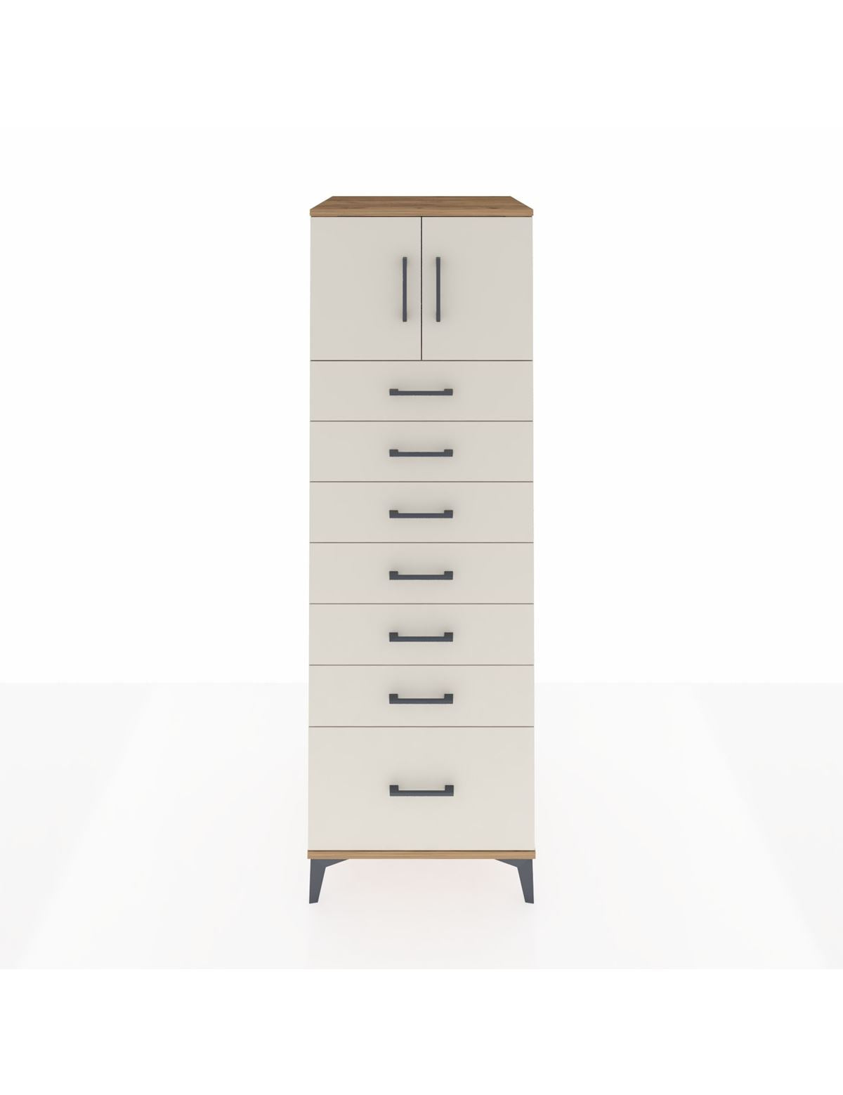 Kronos Dolap Tek Raflı 7 Çekmeceli 2 Kapaklı 60x59x182 Çam-Aytaşı