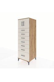 Kronos Dolap Tek Raflı 7 Çekmeceli 2 Kapaklı 60x59x182 Çam-Aytaşı