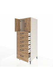 Kronos Dolap Tek Raflı 6 Çekmeceli 2 Kapaklı 60x59x182 Aytaşı-Çam