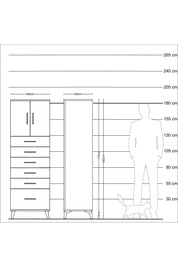 Kronos Dolap Tek Raflı 6 Çekmeceli 2 Kapaklı 60x59x182 Antrasit-Çam