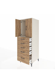 Kronos Dolap Tek Raflı 5 Çekmeceli 2 Kapaklı 60x59x182 Aytaşı-Çam