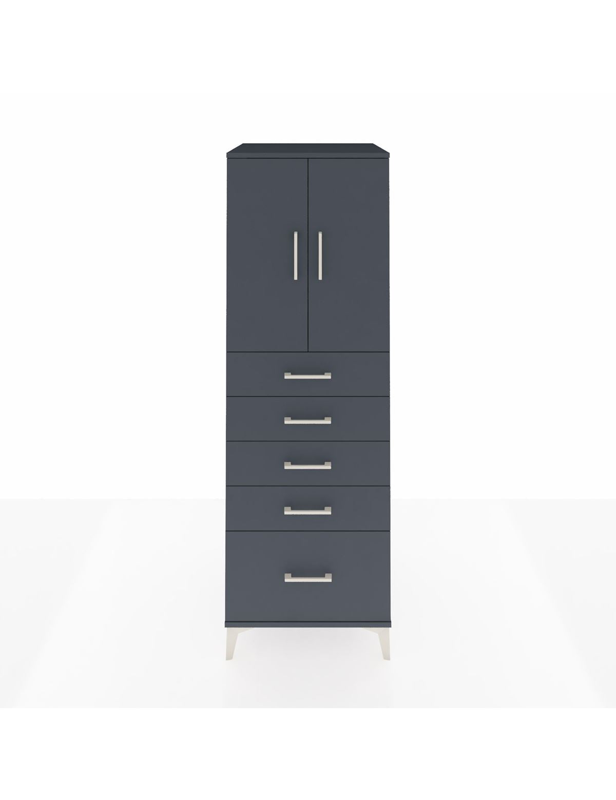 Kronos Dolap Tek Raflı 5 Çekmeceli 2 Kapaklı 60x59x182 Antrasit-Antrasit