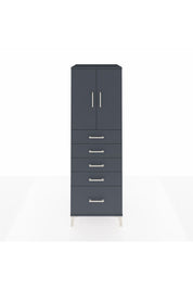 Kronos Dolap Tek Raflı 5 Çekmeceli 2 Kapaklı 60x59x182 Antrasit-Antrasit