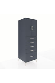 Kronos Dolap Tek Raflı 5 Çekmeceli 2 Kapaklı 60x59x182 Antrasit-Antrasit