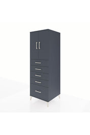 Kronos Dolap Tek Raflı 5 Çekmeceli 2 Kapaklı 60x59x182 Antrasit-Antrasit