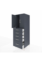 Kronos Dolap Tek Raflı 5 Çekmeceli 2 Kapaklı 60x59x182 Antrasit-Antrasit