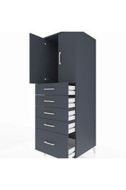 Kronos Dolap Tek Raflı 5 Çekmeceli 2 Kapaklı 60x59x182 Antrasit-Antrasit
