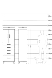 Kronos Dolap Tek Raflı 5 Çekmeceli 2 Kapaklı 60x59x182 Antrasit-Antrasit