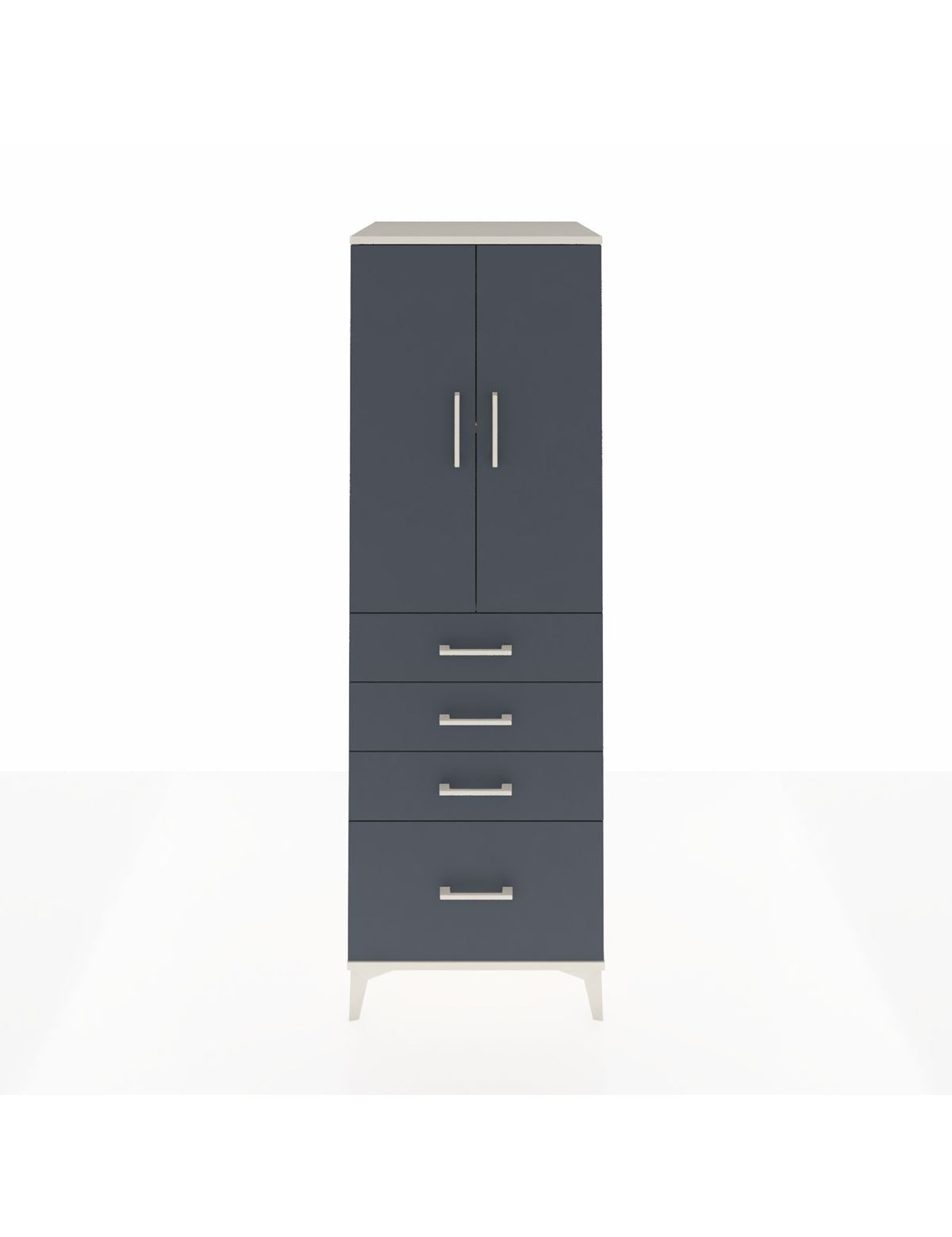 Kronos Dolap 2 Raflı 4 Çekmeceli 2 Kapaklı 60x59x182 Aytaşı-Antrasit