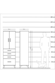 Kronos Dolap 2 Raflı 4 Çekmeceli 2 Kapaklı 60x59x182 Aytaşı-Çam