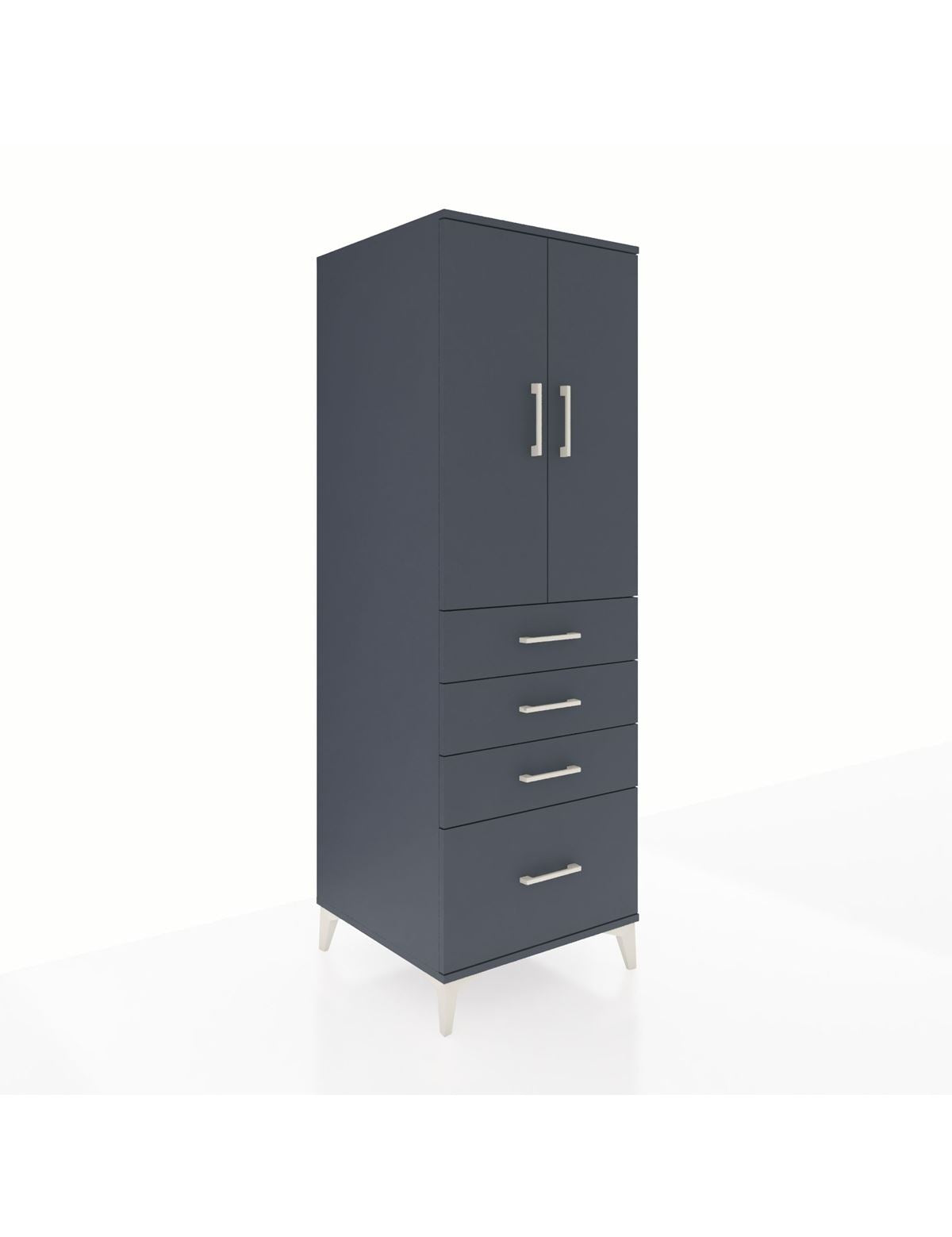 Kronos Dolap 2 Raflı 4 Çekmeceli 2 Kapaklı 60x59x182 Antrasit-Antrasit