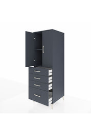 Kronos Dolap 2 Raflı 4 Çekmeceli 2 Kapaklı 60x59x182 Antrasit-Antrasit