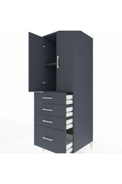 Kronos Dolap 2 Raflı 4 Çekmeceli 2 Kapaklı 60x59x182 Antrasit-Antrasit