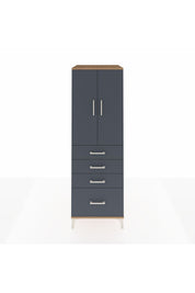 Kronos Dolap 2 Raflı 4 Çekmeceli 2 Kapaklı 60x59x182 Çam-Antrasit