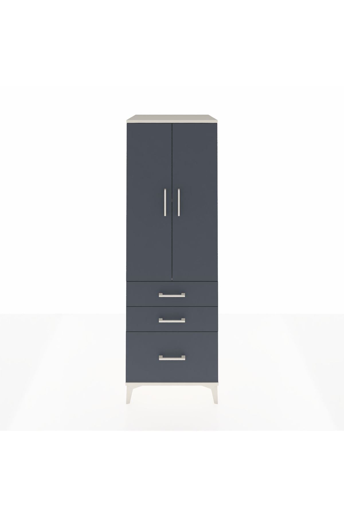 Kronos Dolap 2 Raflı 3 Çekmeceli 2 Kapaklı 60x59x182 Aytaşı-Antrasit