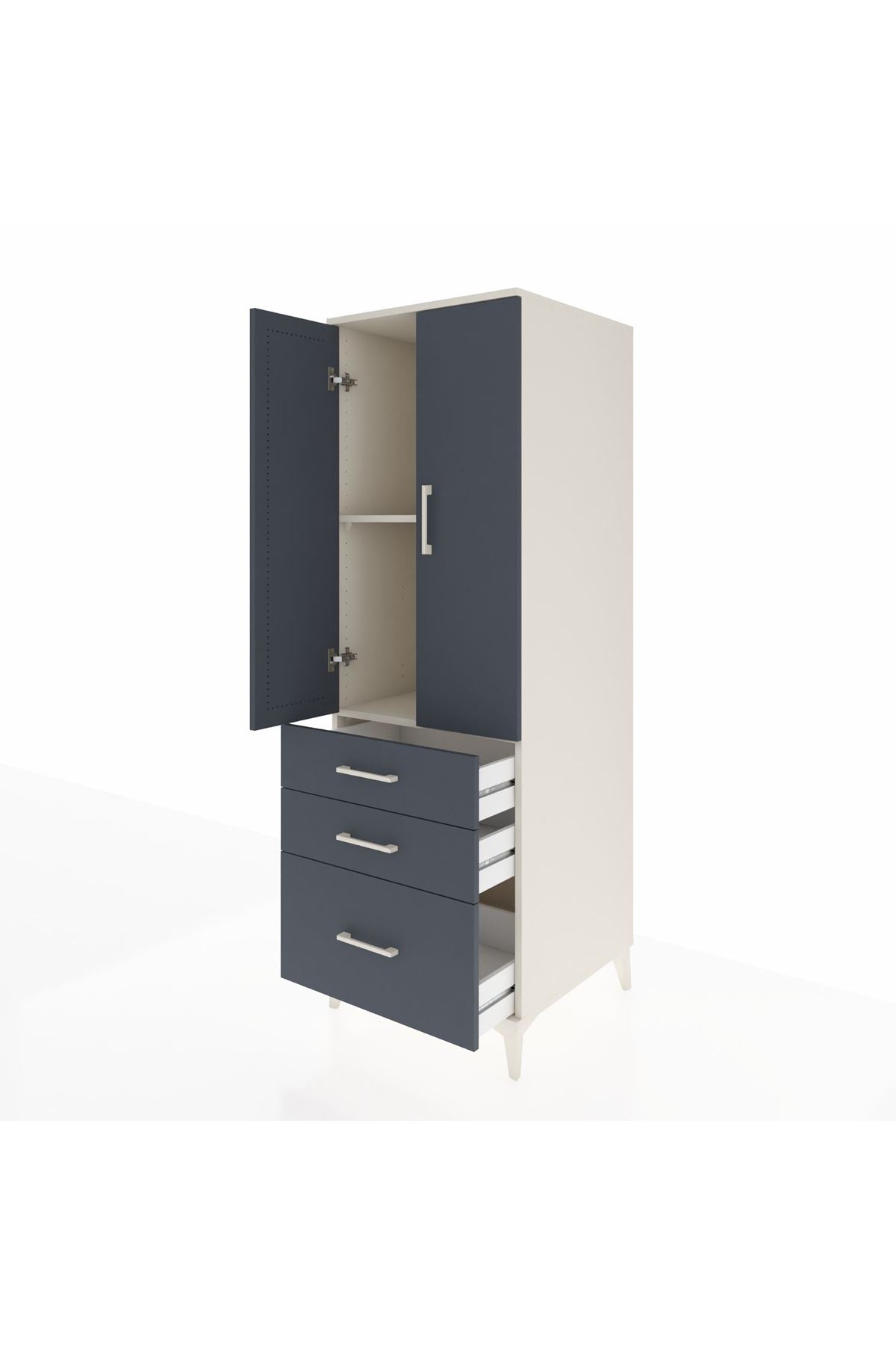 Kronos Dolap 2 Raflı 3 Çekmeceli 2 Kapaklı 60x59x182 Aytaşı-Antrasit