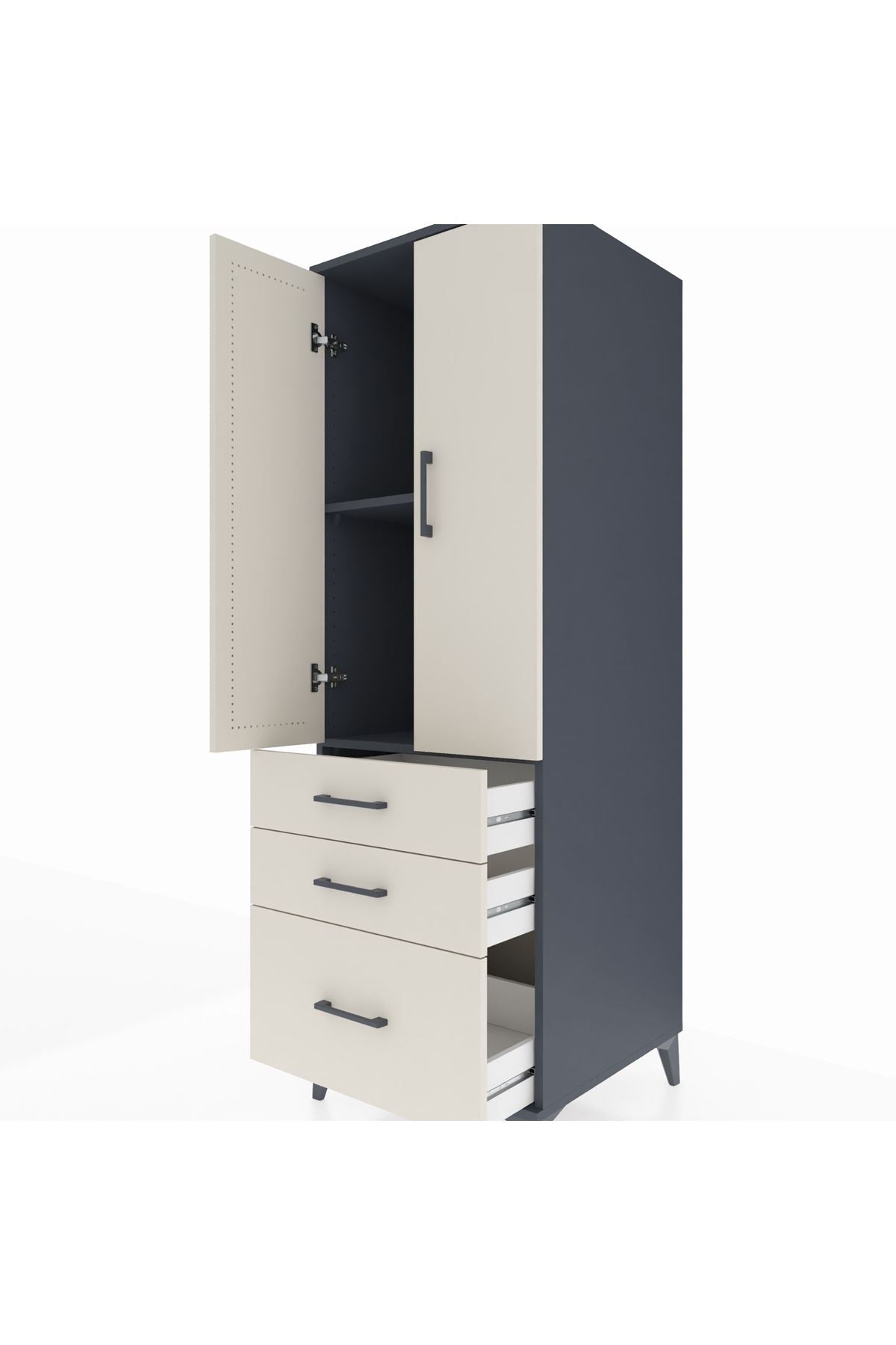 Kronos Dolap 2 Raflı 3 Çekmeceli 2 Kapaklı 60x59x182 - S89M014V4C