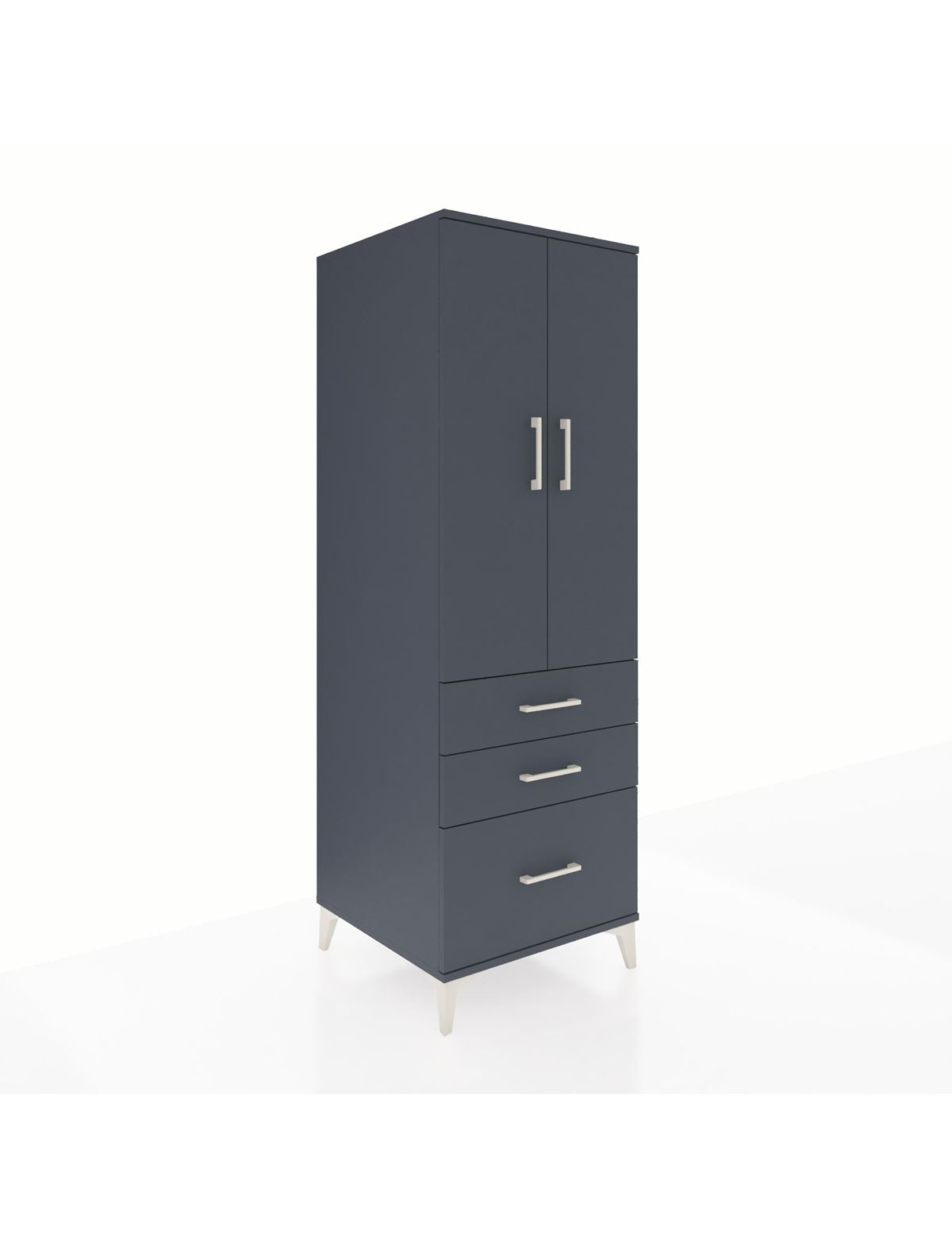 Kronos Dolap 2 Raflı 3 Çekmeceli 2 Kapaklı 60x59x182 Antrasit-Antrasit