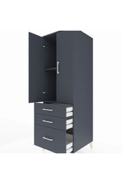 Kronos Dolap 2 Raflı 3 Çekmeceli 2 Kapaklı 60x59x182 Antrasit-Antrasit