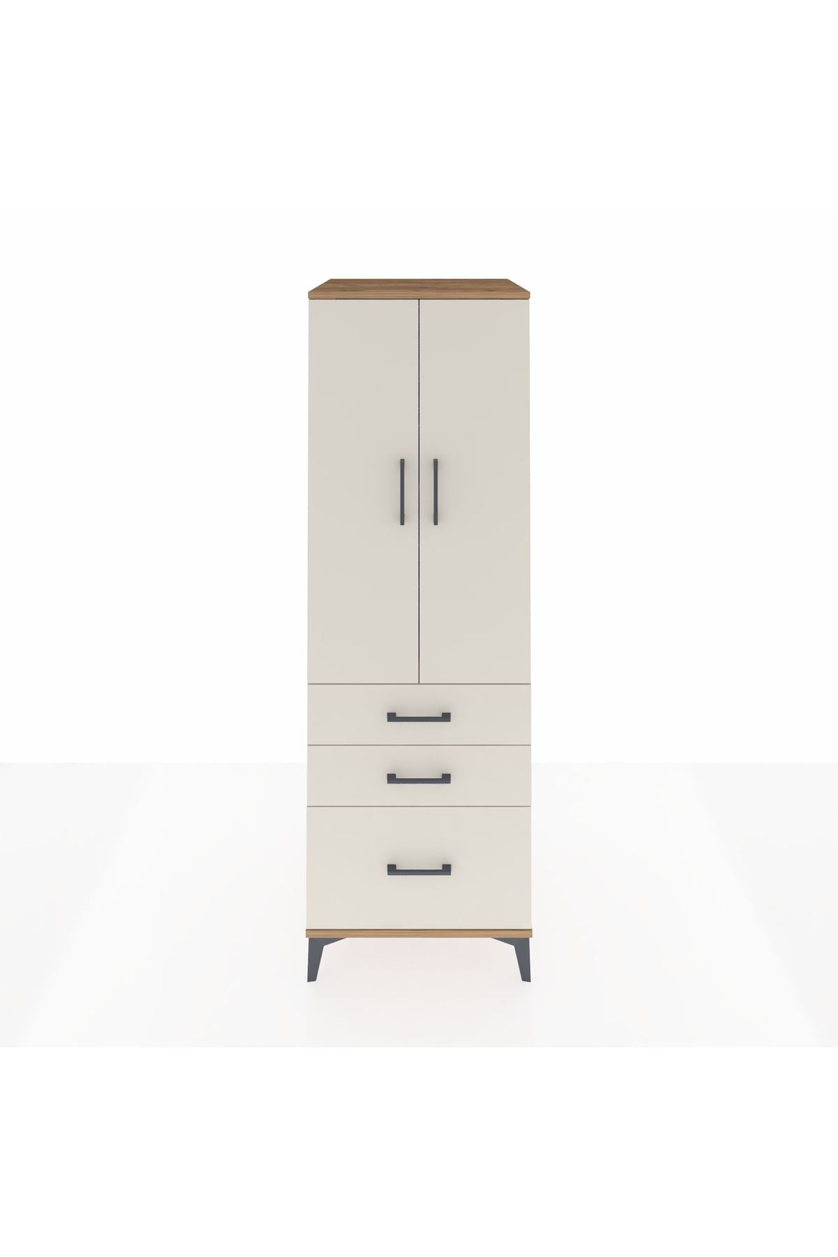 Kronos Dolap 2 Raflı 3 Çekmeceli 2 Kapaklı 60x59x182 Çam-Aytaşı