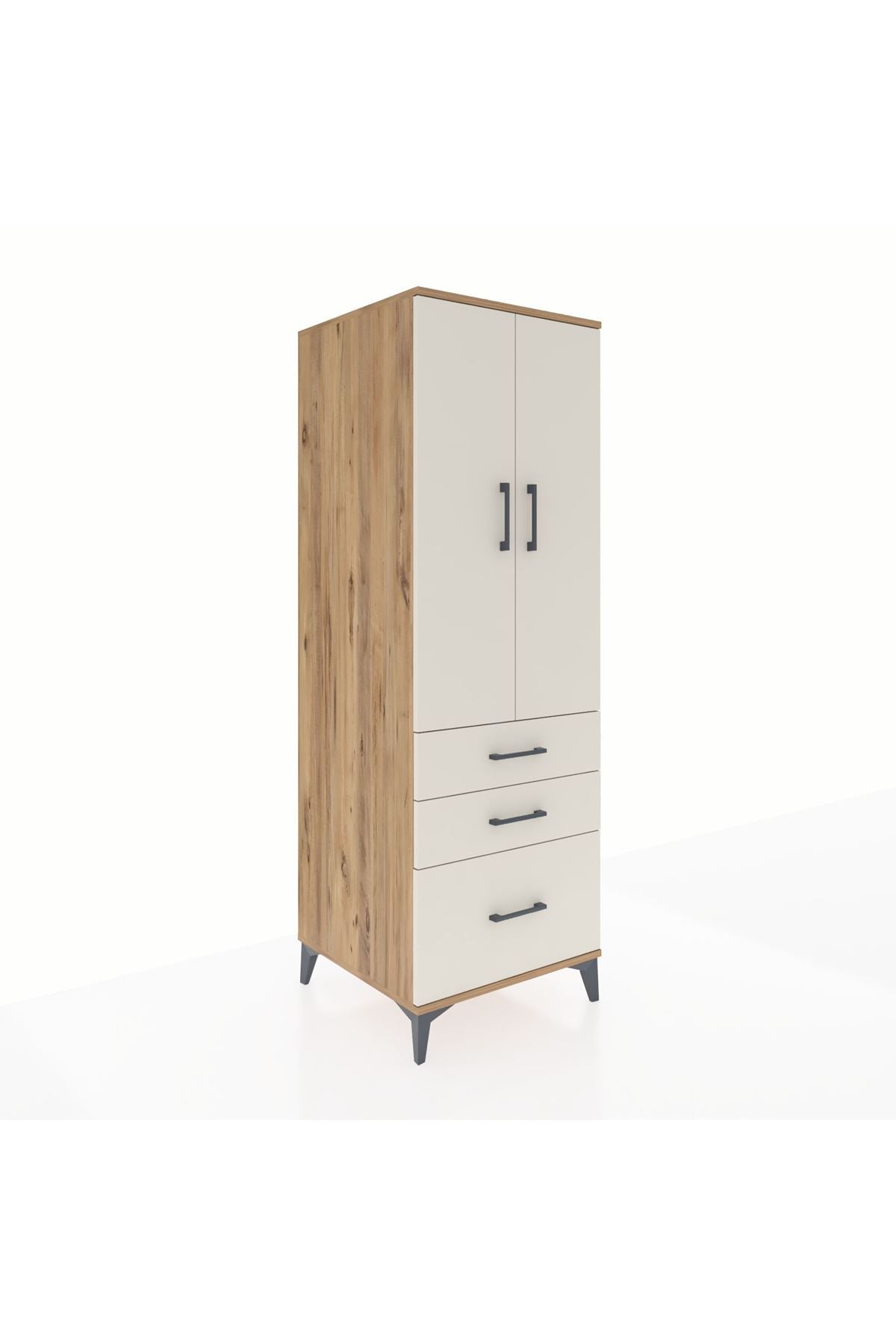 Kronos Dolap 2 Raflı 3 Çekmeceli 2 Kapaklı 60x59x182 Çam-Aytaşı