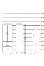 Kronos Dolap 2 Raflı 3 Çekmeceli 2 Kapaklı 60x59x182 Çam-Aytaşı