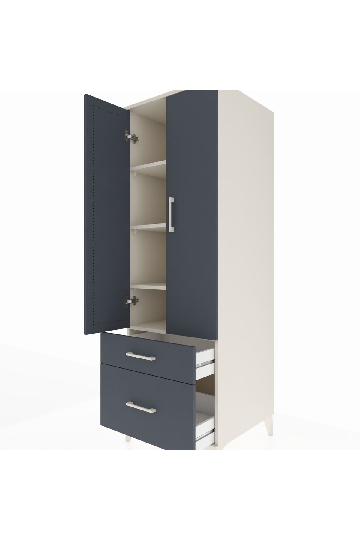 Kronos Dolap 4 Raflı 2 Çekmeceli 2 Kapaklı 60x59x182 Aytaşı-Antrasit