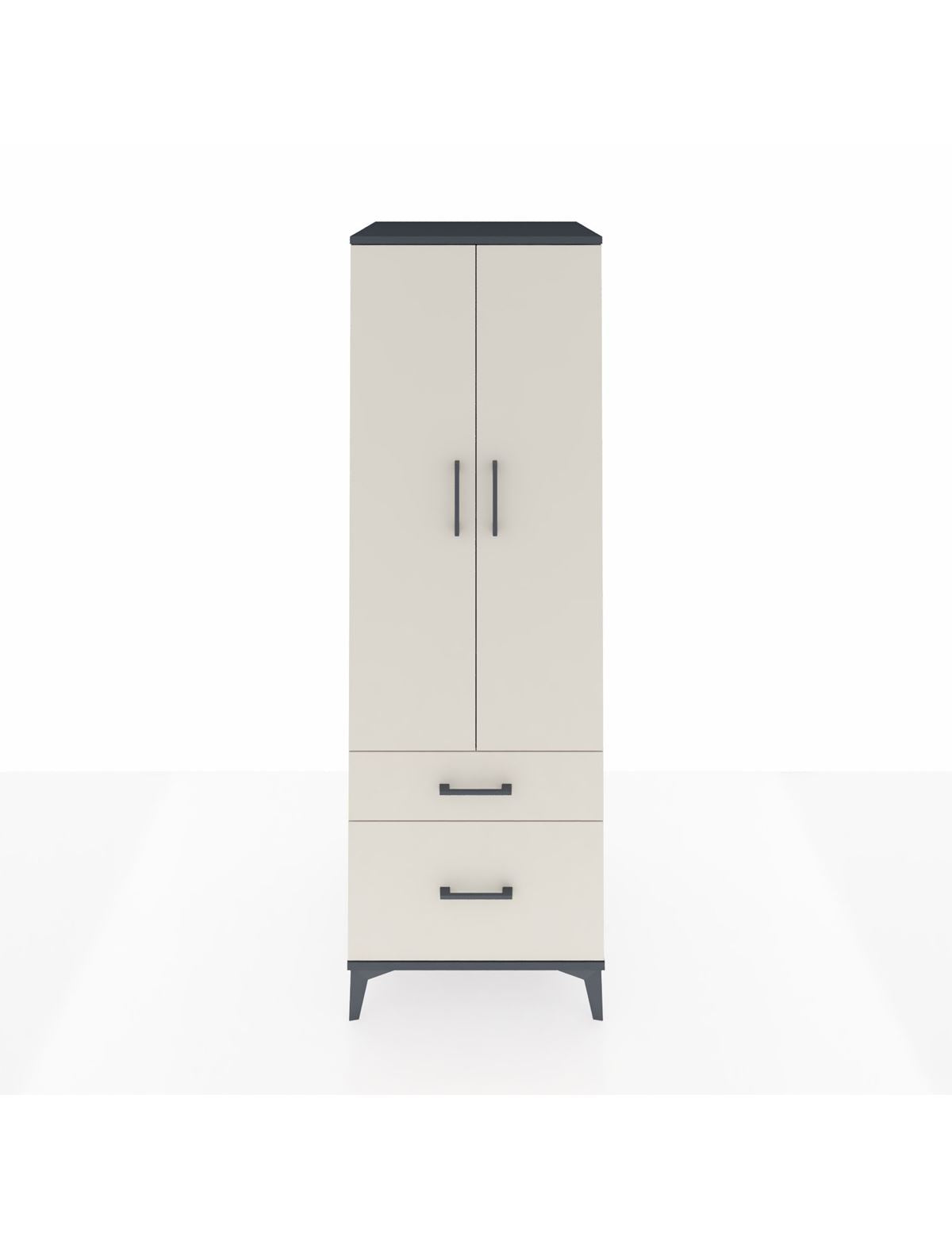 Kronos Dolap 4 Raflı 2 Çekmeceli 2 Kapaklı 60x59x182 Antrasit-Aytaşı