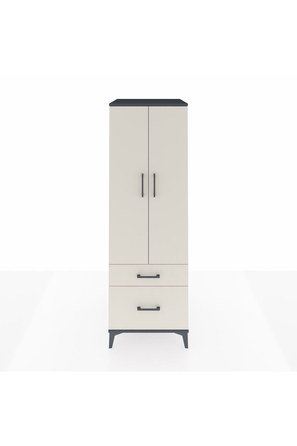 Kronos Dolap 4 Raflı 2 Çekmeceli 2 Kapaklı 60x59x182 Antrasit-Aytaşı