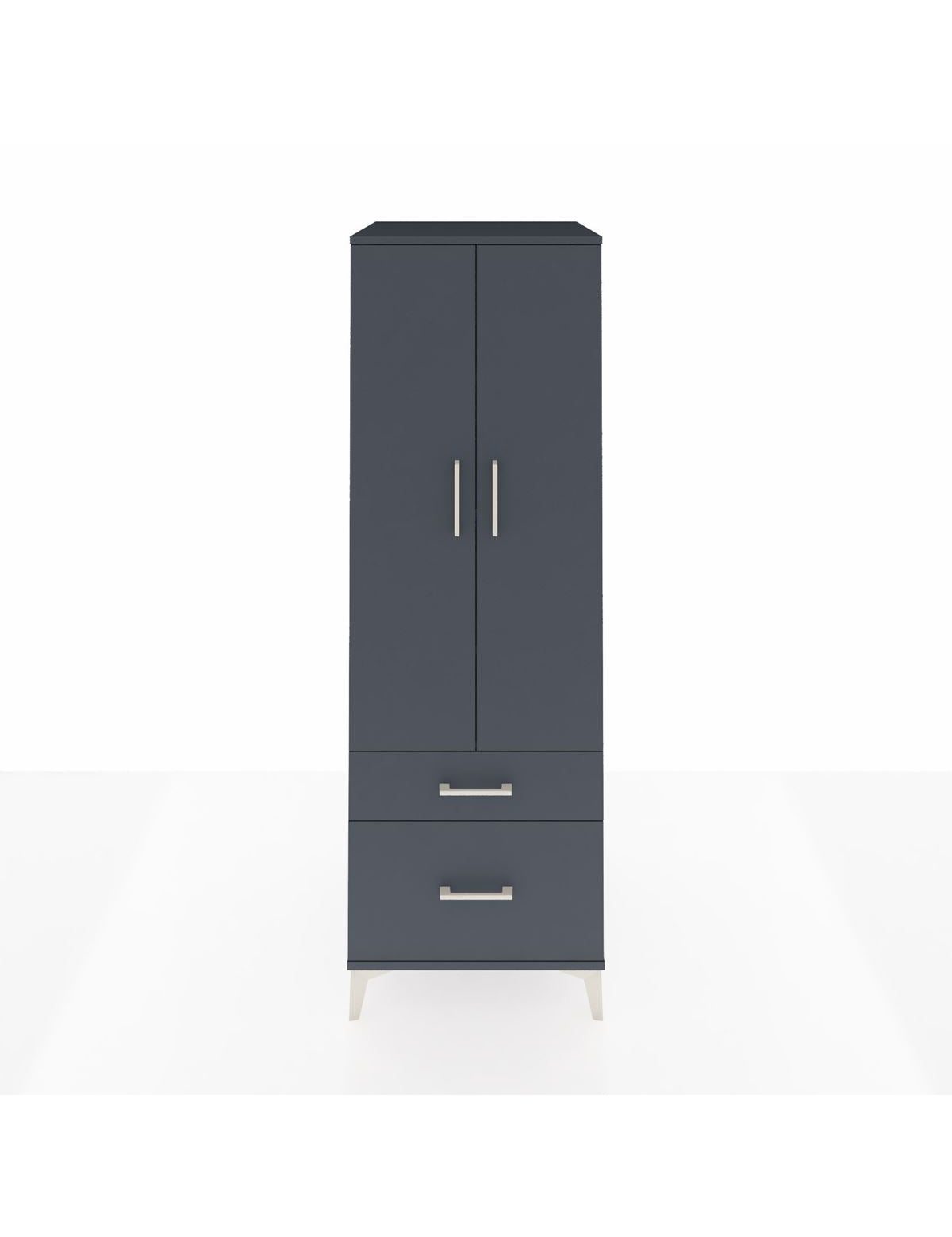 Kronos Dolap 4 Raflı 2 Çekmeceli 2 Kapaklı 60x59x182 Antrasit-Antrasit