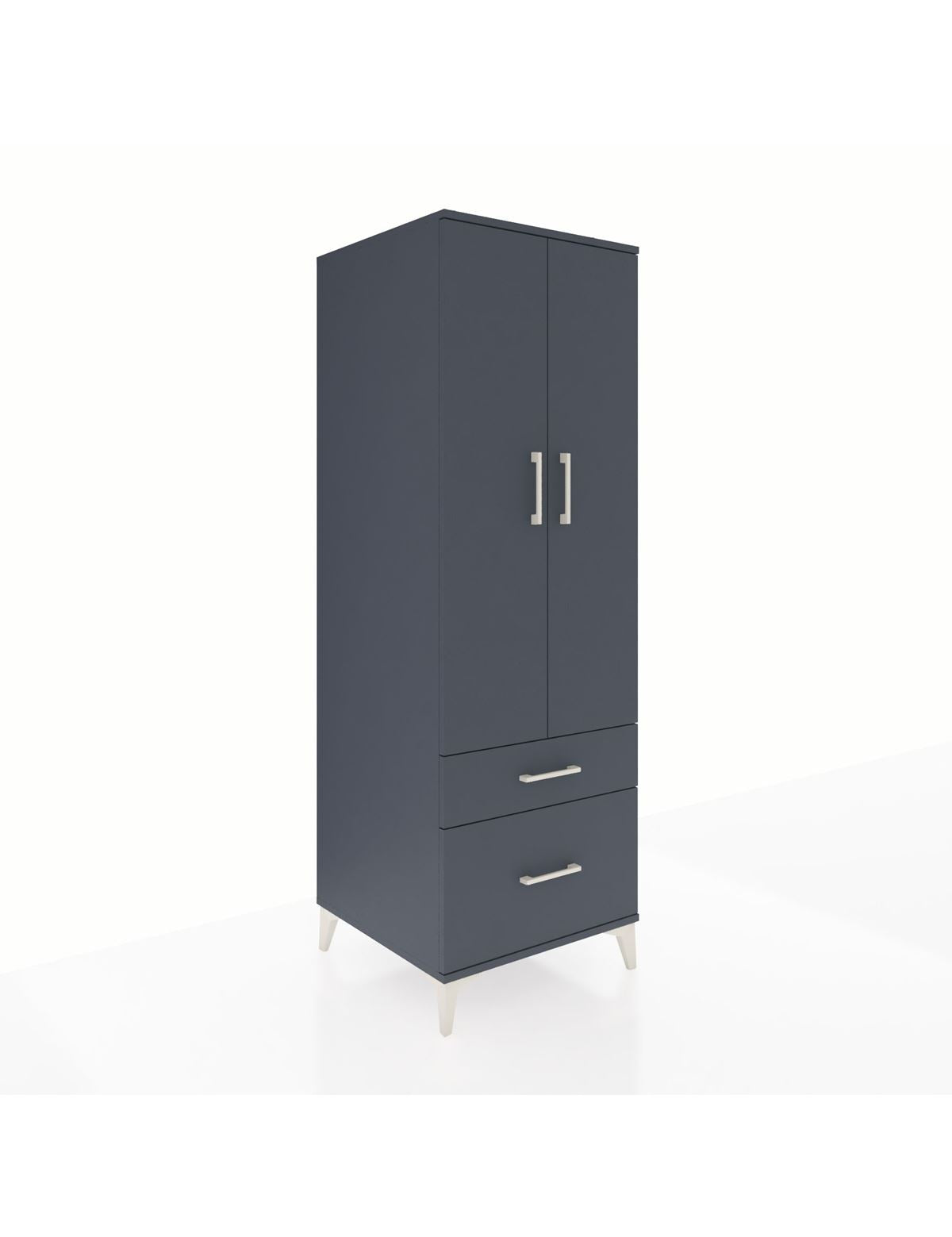 Kronos Dolap 4 Raflı 2 Çekmeceli 2 Kapaklı 60x59x182 Antrasit-Antrasit