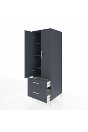 Kronos Dolap 4 Raflı 2 Çekmeceli 2 Kapaklı 60x59x182 Antrasit-Antrasit