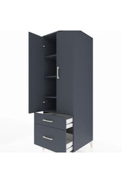 Kronos Dolap 4 Raflı 2 Çekmeceli 2 Kapaklı 60x59x182 Antrasit-Antrasit